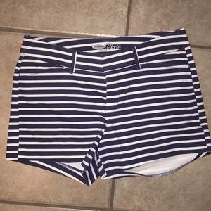 Blue and white striped pixie shorts